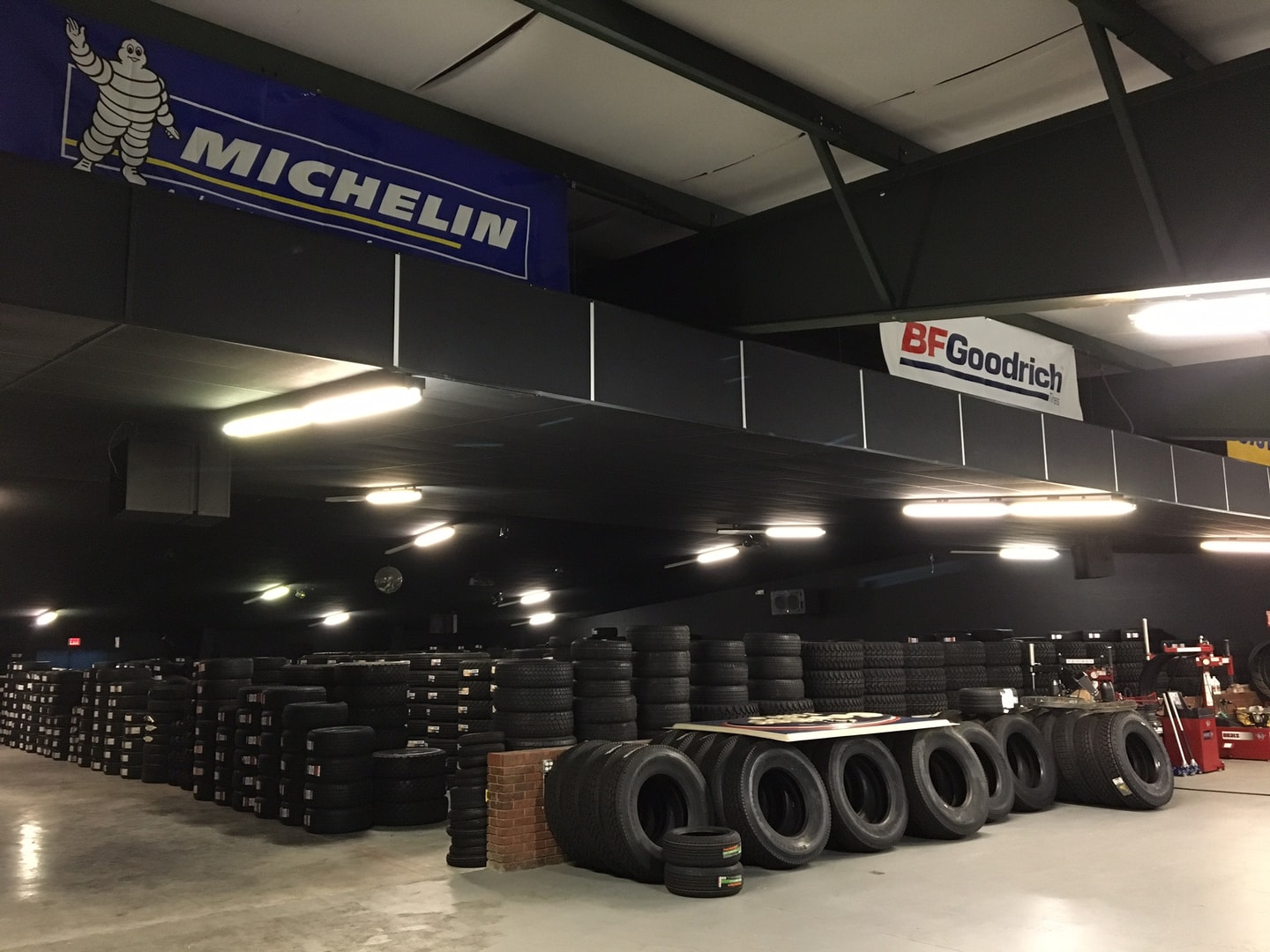 Tire showroom with multiple brands
